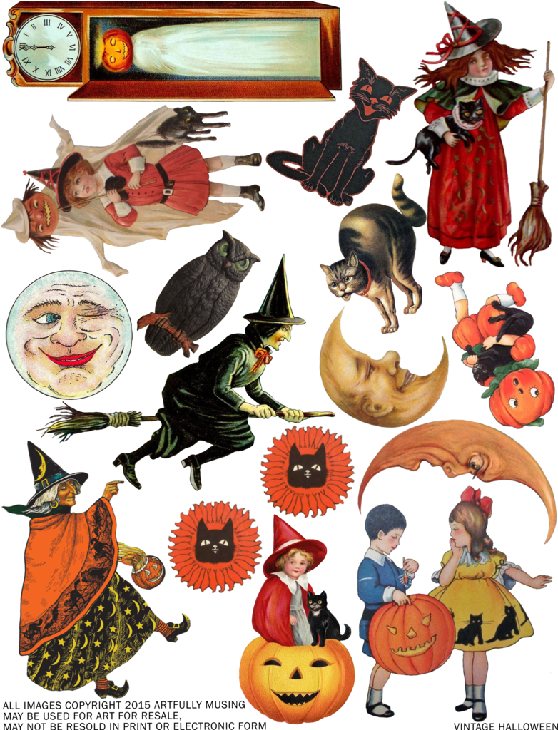 Free Vintage Halloween Collage Sheet - Happy Halloween!!! | Retro for Free Printable Vintage Halloween Images