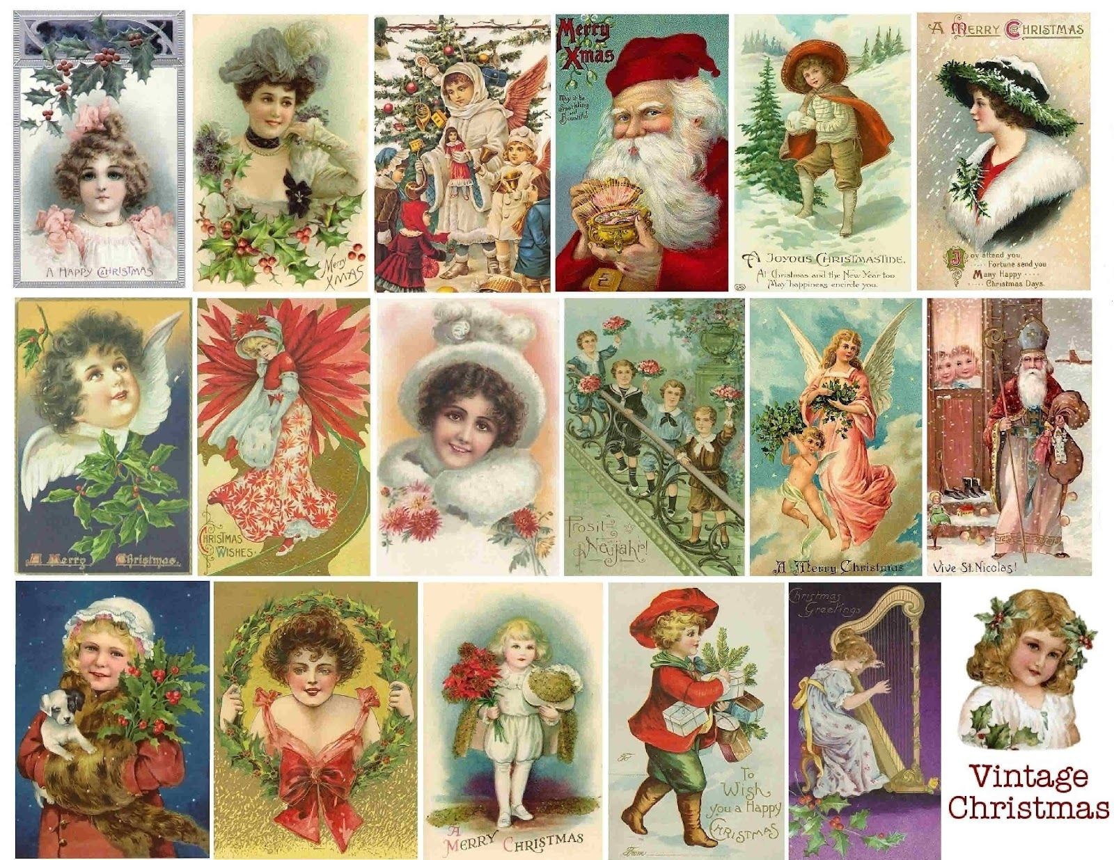 Free Vintage Printable - Christmas Collage | Christmas Collage pertaining to Free Printable Vintage Christmas Pictures