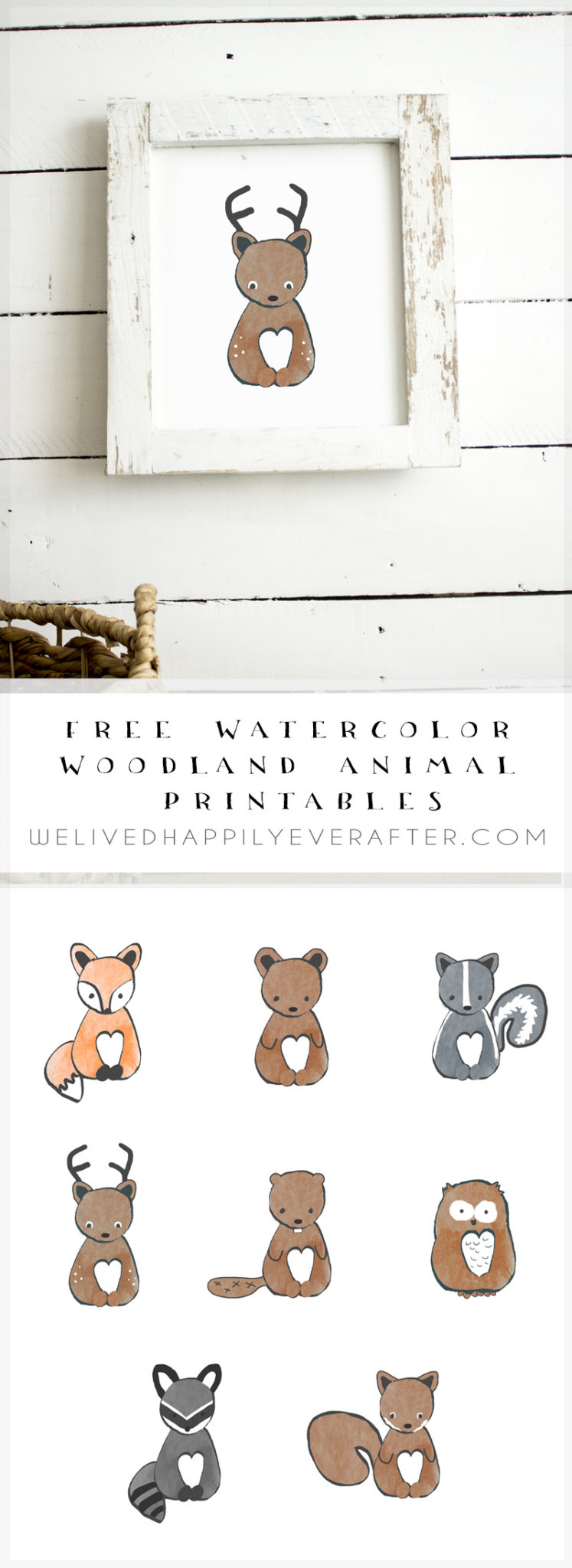 Free Watercolor Forest Woodland Animal Nursery Prints | We Lived within Free Woodland Animal Printables