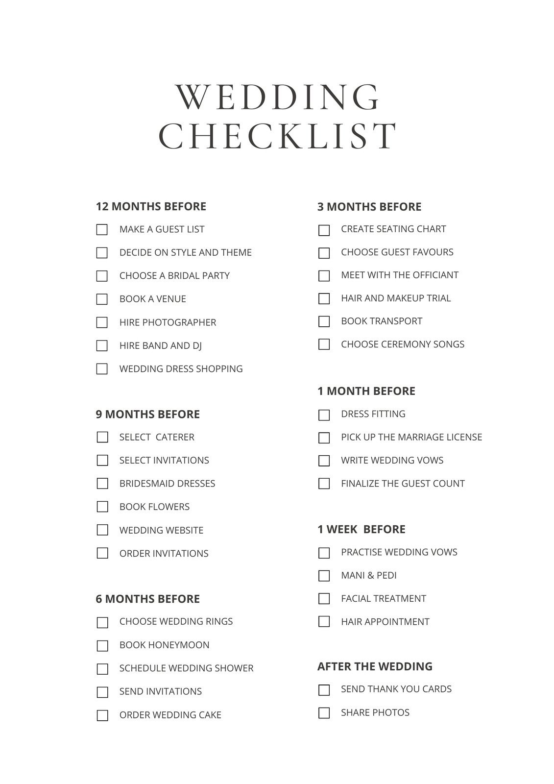 Free Wedding Checklist Templates To Edit And Print | Canva inside Free Printable Wedding Planner Forms