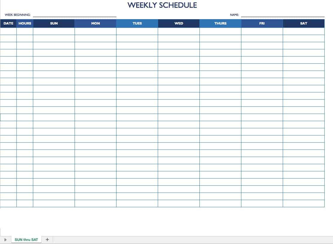 Free Work Schedule Templates For Word And Excel |Smartsheet with Free Printable Blank Work Schedules