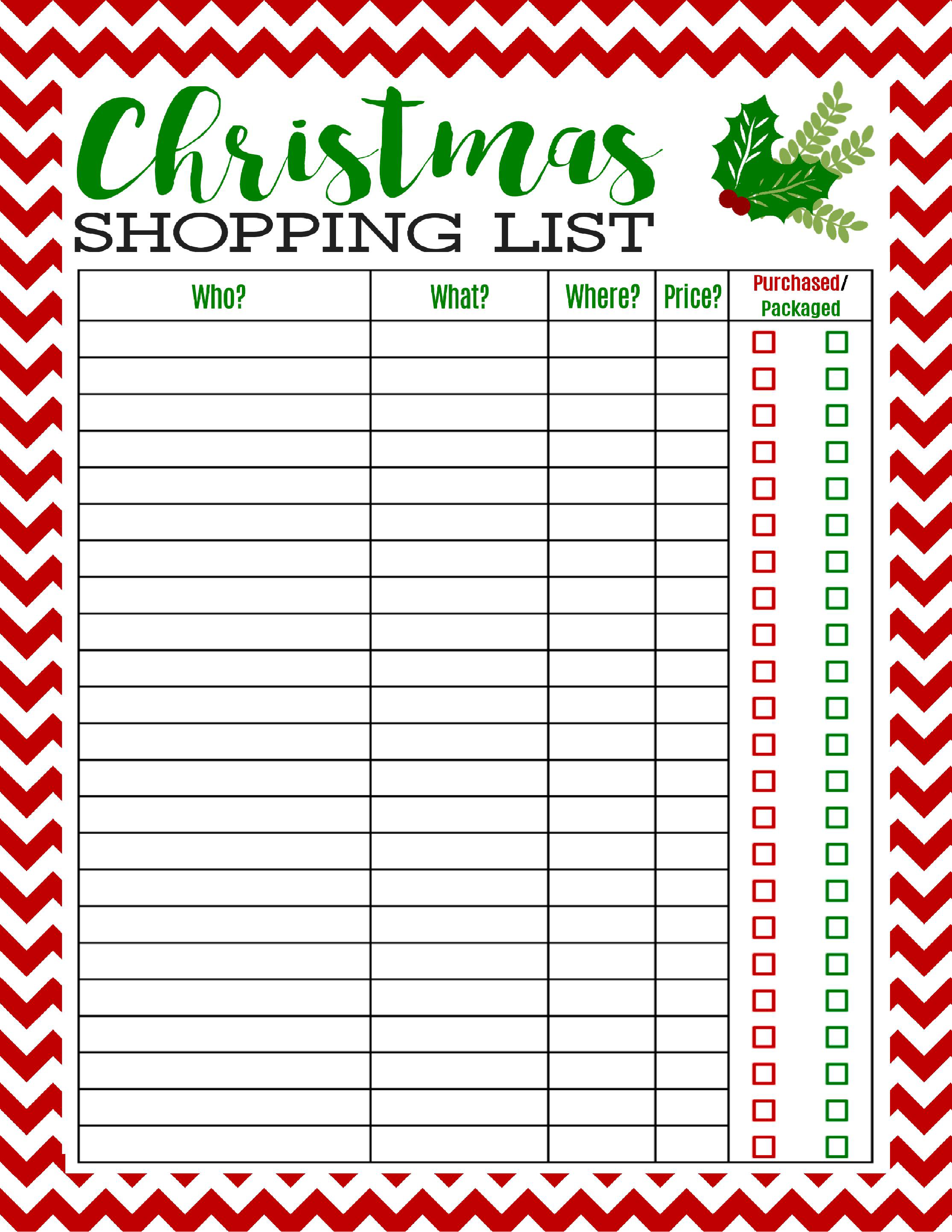 Freebie Printable Christmas Shopping List - Mom 4 Real inside Free Printable Christmas List