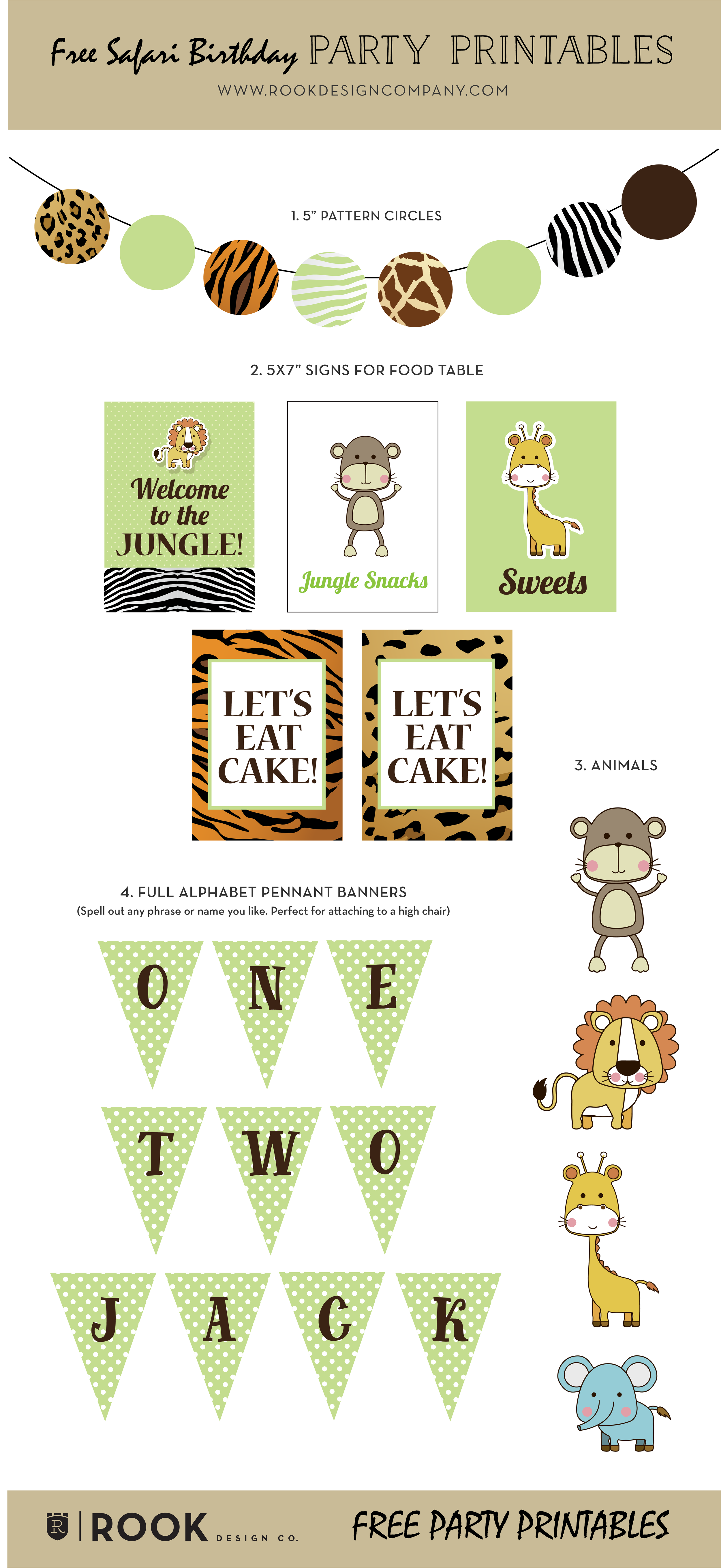 Friday Freebie - Safari Theme Party Free Printables — Rook Design Co. throughout Free Jungle Printables