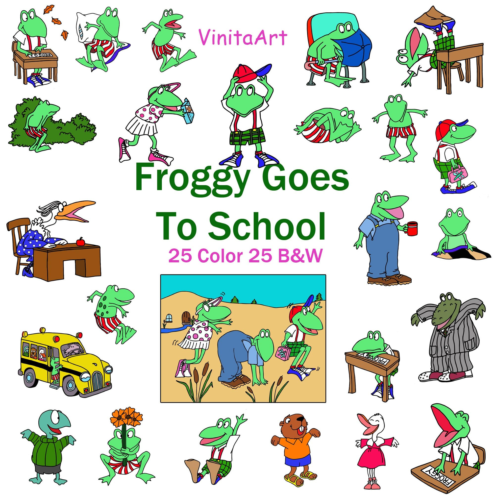 Froggy Goes To School, Clip Art, Illustration Zum Ausdrucken intended for Froggy Goes to School Free Printables