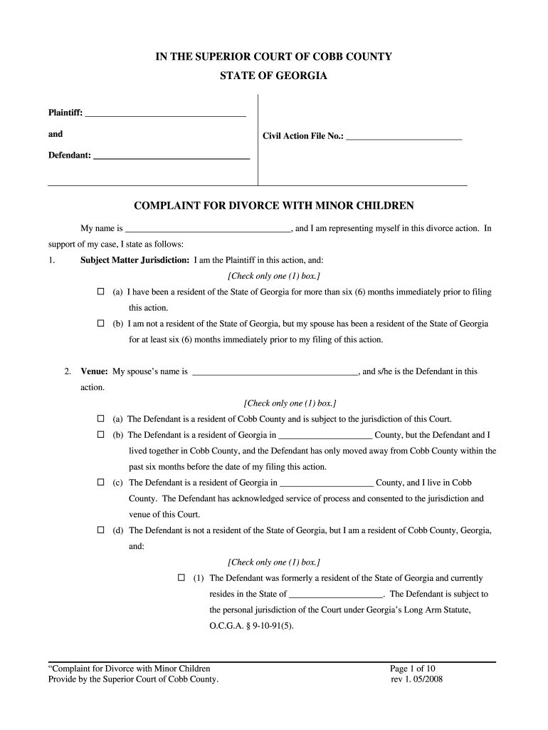 Ga Divorce Papers Online - Fill Online, Printable, Fillable, Blank with regard to Free Printable Uncontested Divorce Forms Georgia