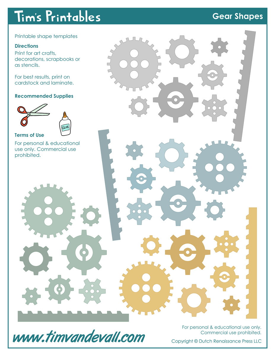 Gear Templates – Tim&amp;#039;S Printables for Free Printable Gears