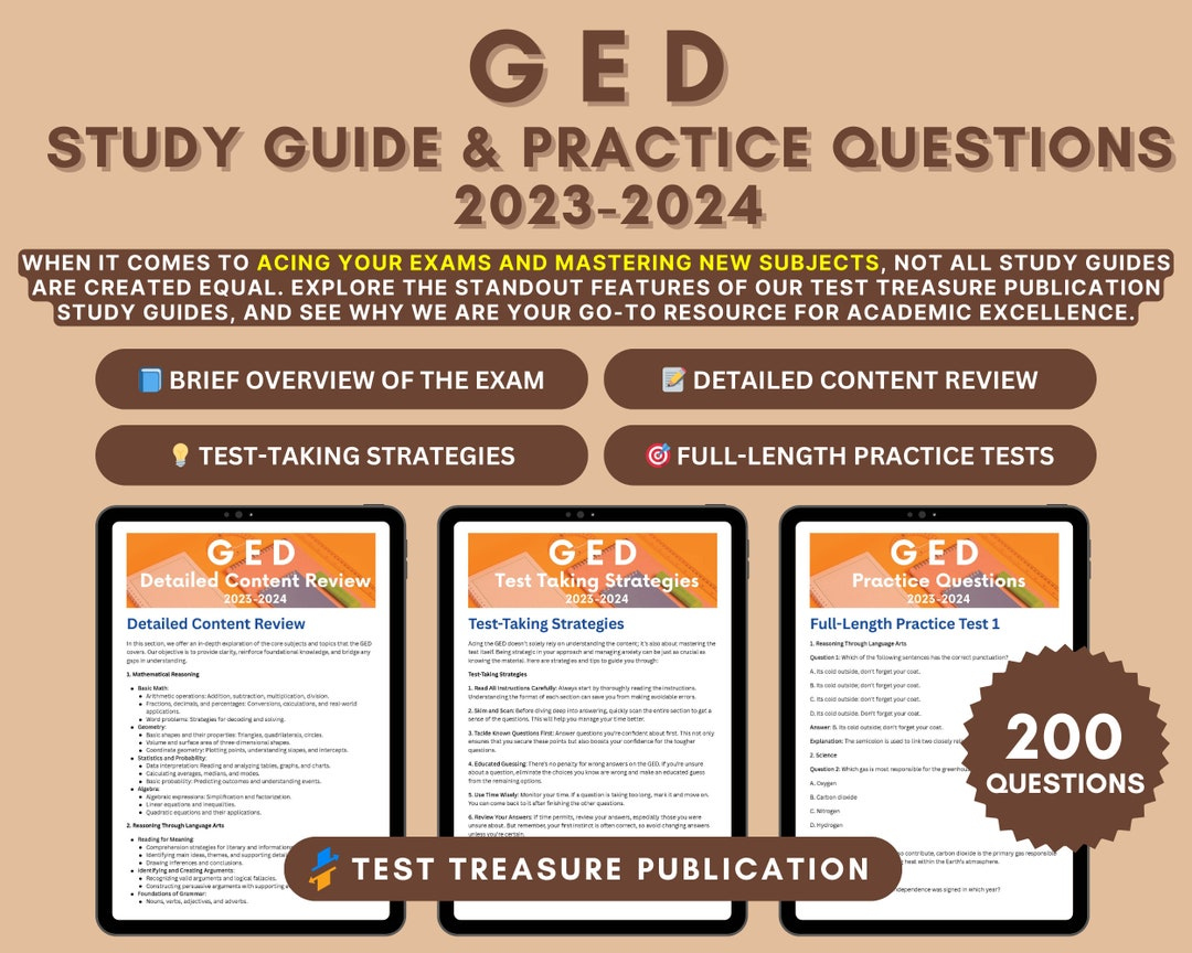 Ged Exam Study Guide 2023-2024 Ged Test Prep Math, Language Arts, Science, Social Studies Practice Questions &amp;amp; Test-Taking Strategies - Etsy in Free Printable Ged Study Guide 2025