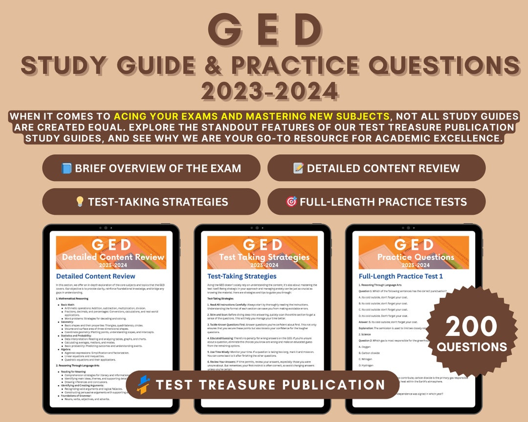 Ged Exam Study Guide 2023-2024 Ged Test Prep Math, Language Arts, Science, Social Studies Practice Questions &amp;amp; Test-Taking Strategies - Etsy within Free Printable Ged Practice Test With Answer Key 2025