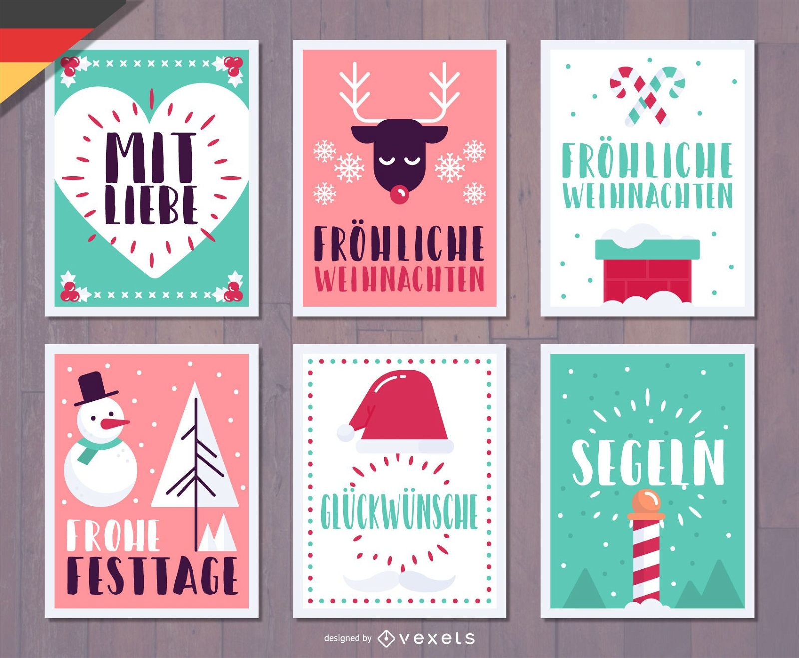 German Fröhliche Weihnachten Christmas Card Pack Vector Download intended for Free Printable German Christmas Cards