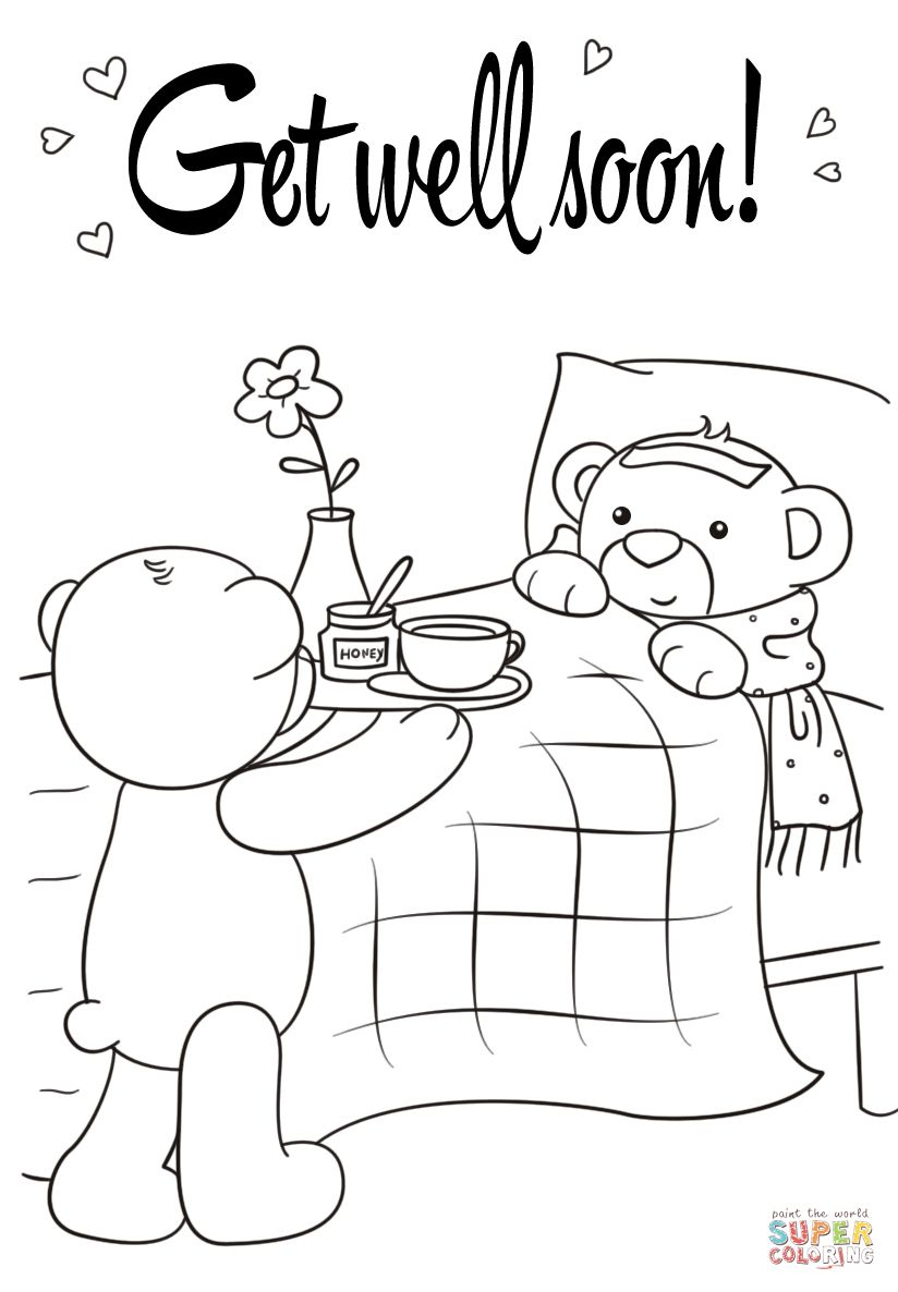 Get Well Soon Coloring Page intended for Free Printable Get Well Cards to Color