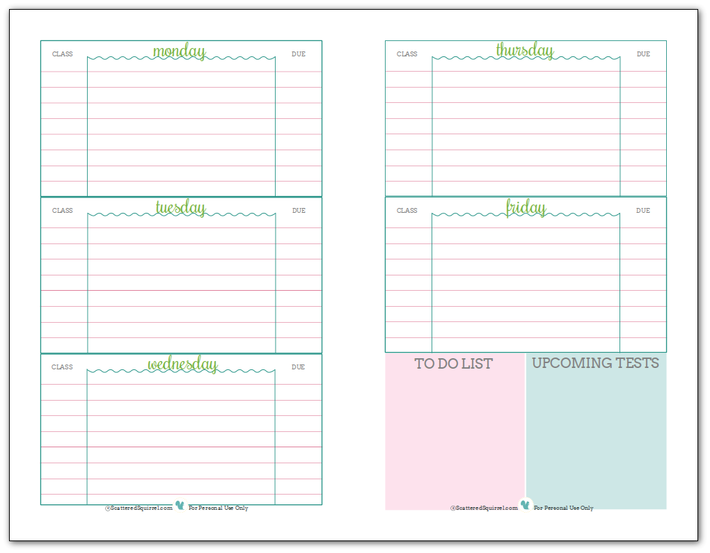 Getting Ready For Back To School - Student Planner Printables in Free Printable Academic Planner