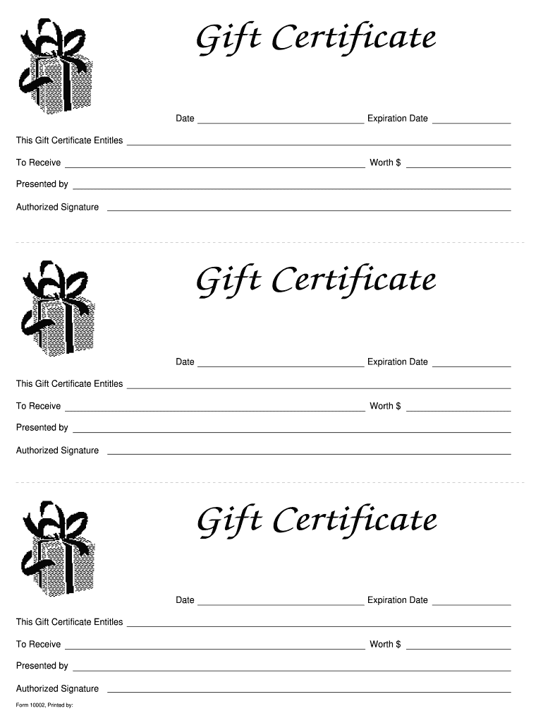 Gift Certificate Template - Fill Online, Printable, Fillable pertaining to Free Printable Gift Certificate Template