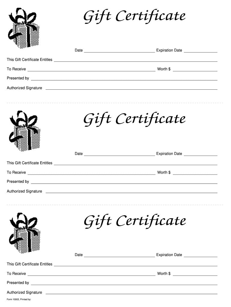 Gift Certificate Template - Fill Online, Printable, Fillable regarding Free Printable Gift Certificates