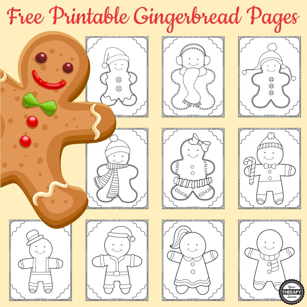 Gingerbread Man Coloring Pages Pdf Free - Your Therapy Source for Free Printable Gingerbread Man Activities