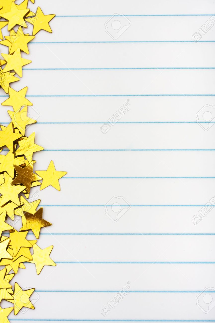 Gold Stars Making A Border On A Lined Paper Background, Gold Star inside Free Printable Star Border Paper