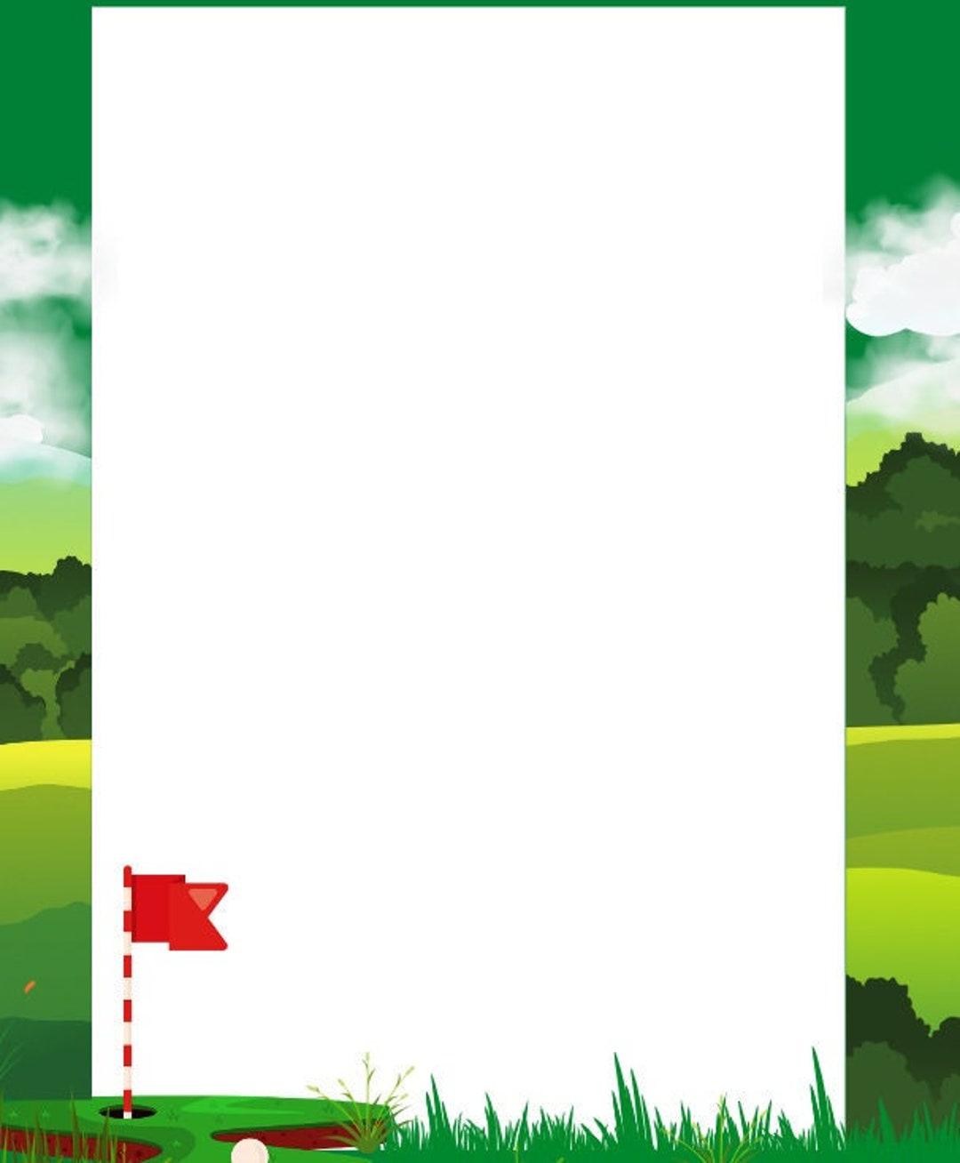 Golf Border Pdf Printable, Sports Instant Download, Golfing Print within Free Printable Golf Stationary