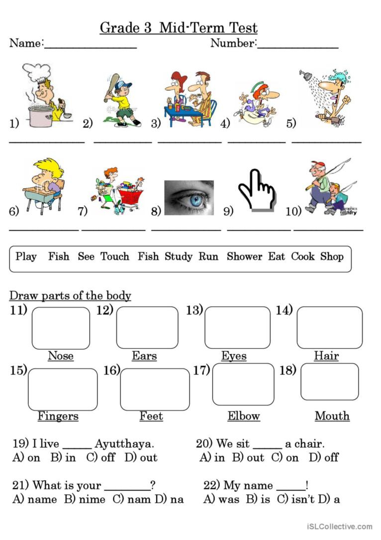 Grade 3 Test: English Esl Worksheets Pdf &amp;amp; Doc throughout Free Esl Assessment Test Printable