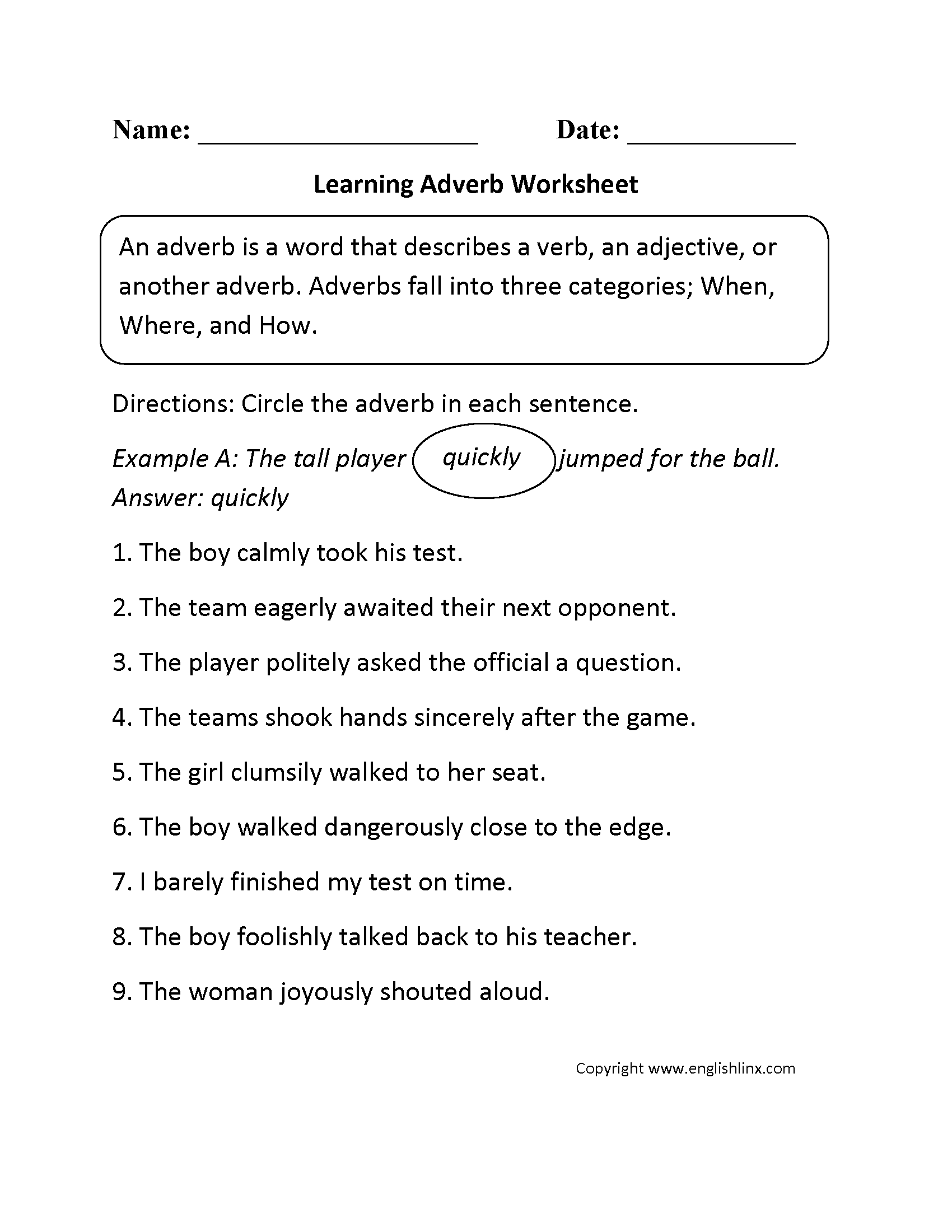 Grammar Worksheets | Parts Of Speech Worksheets for Free Printable Parts of Speech Worksheets