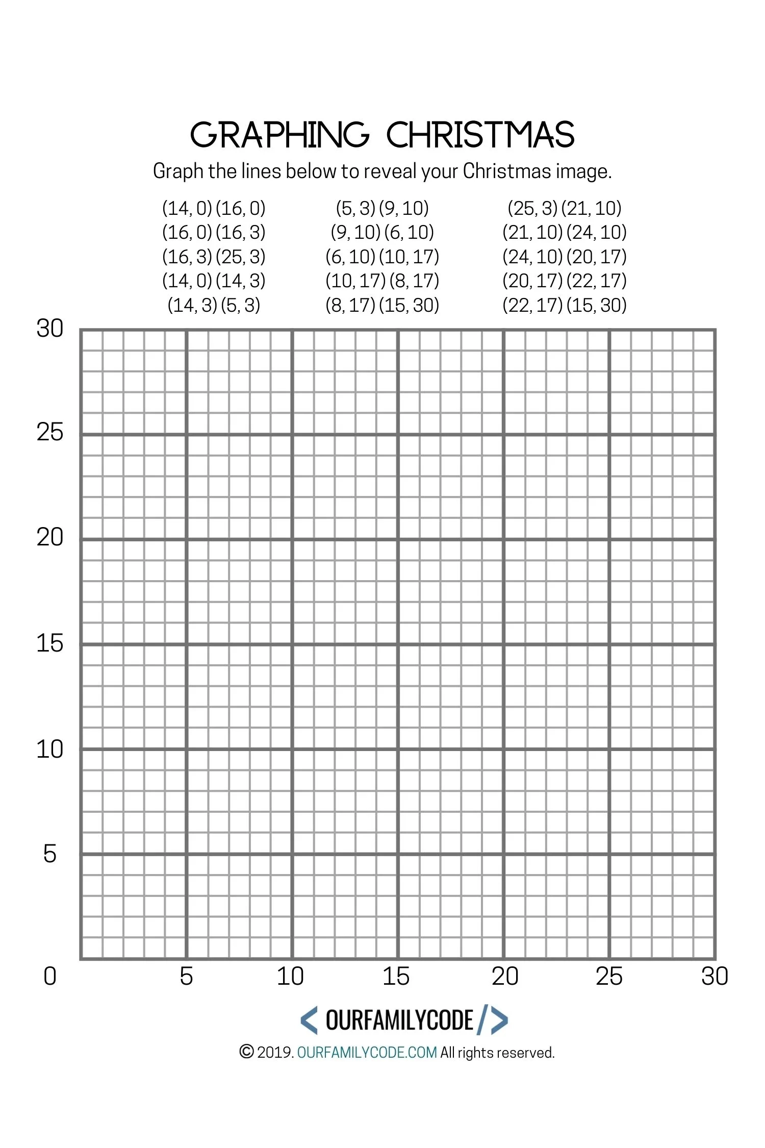 Graphing Christmas Coordinates Math Art Activity - Our Family Code within Free Printable Christmas Coordinate Graphing Worksheets