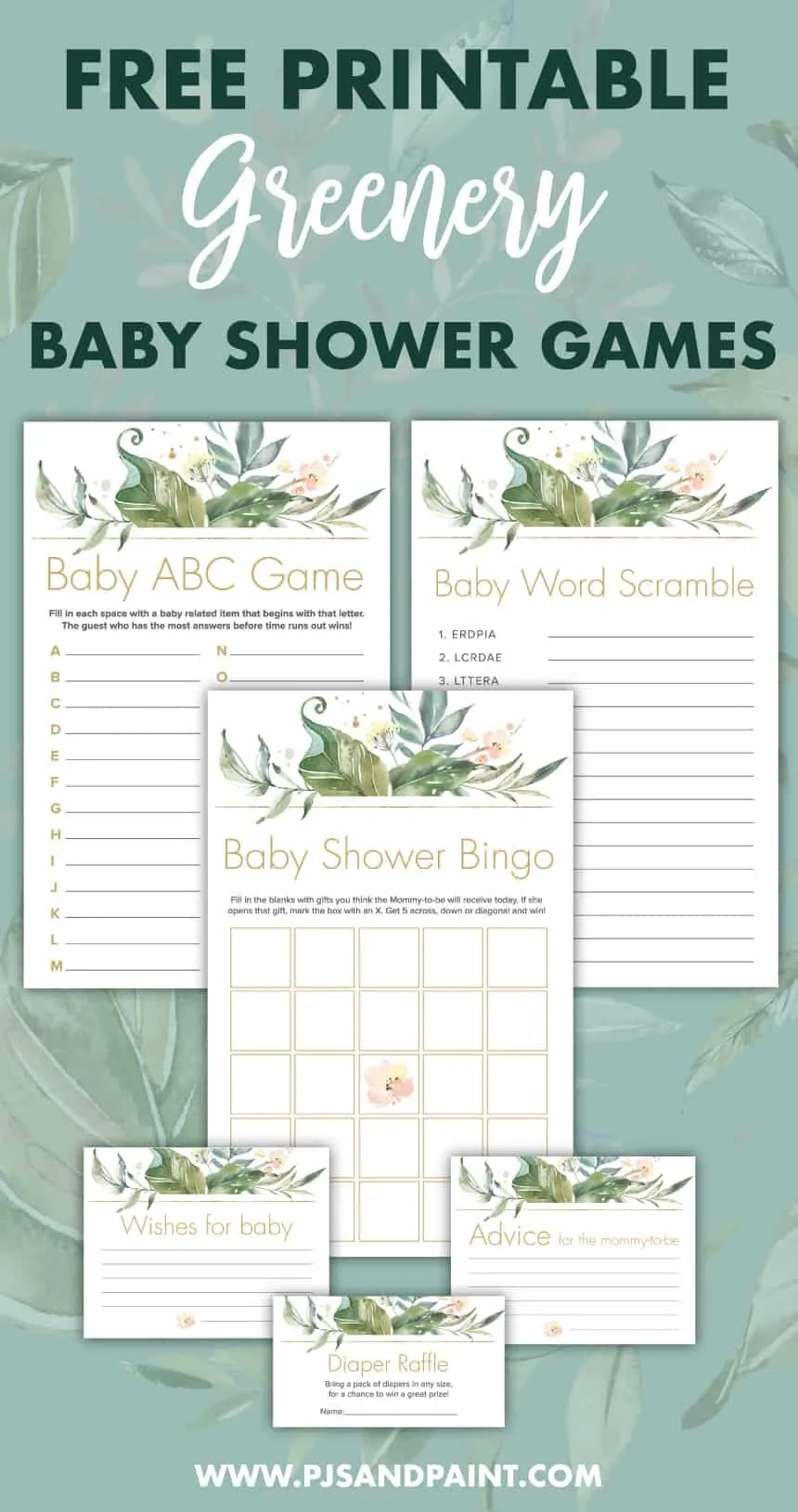 Greenery Baby Shower Games - Free Printable Baby Shower Games with regard to Free Baby Shower Printables