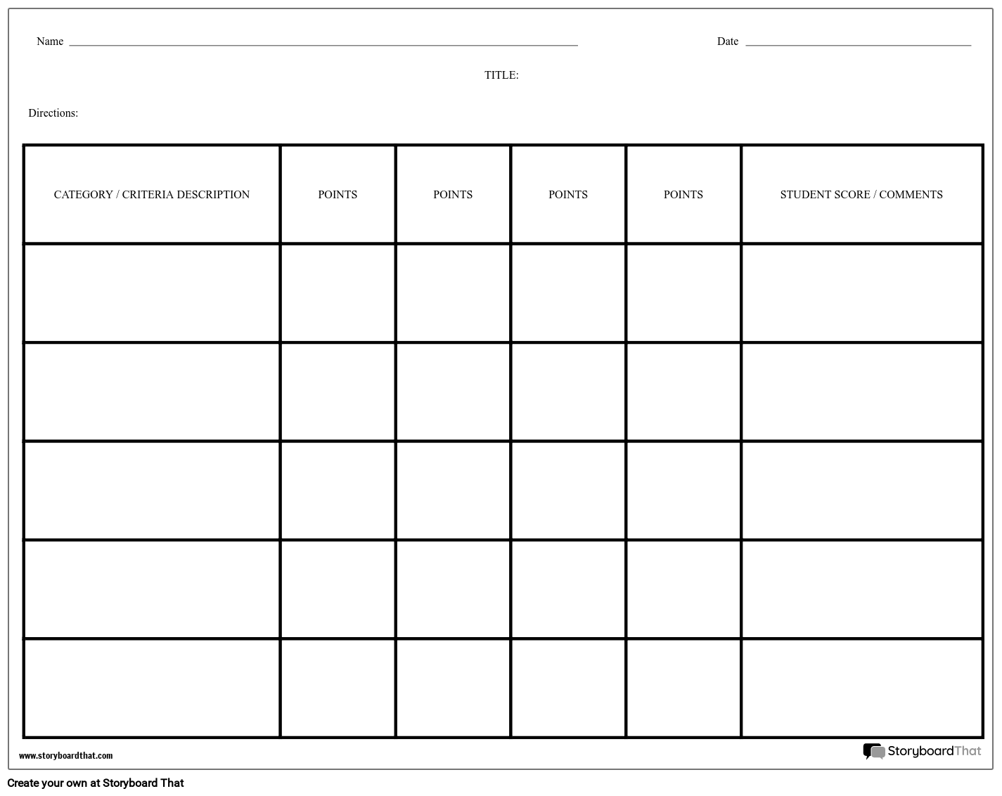 Grid Based Simple Rubric Practice Worksheet Storyboard regarding Free Printable Blank Rubrics