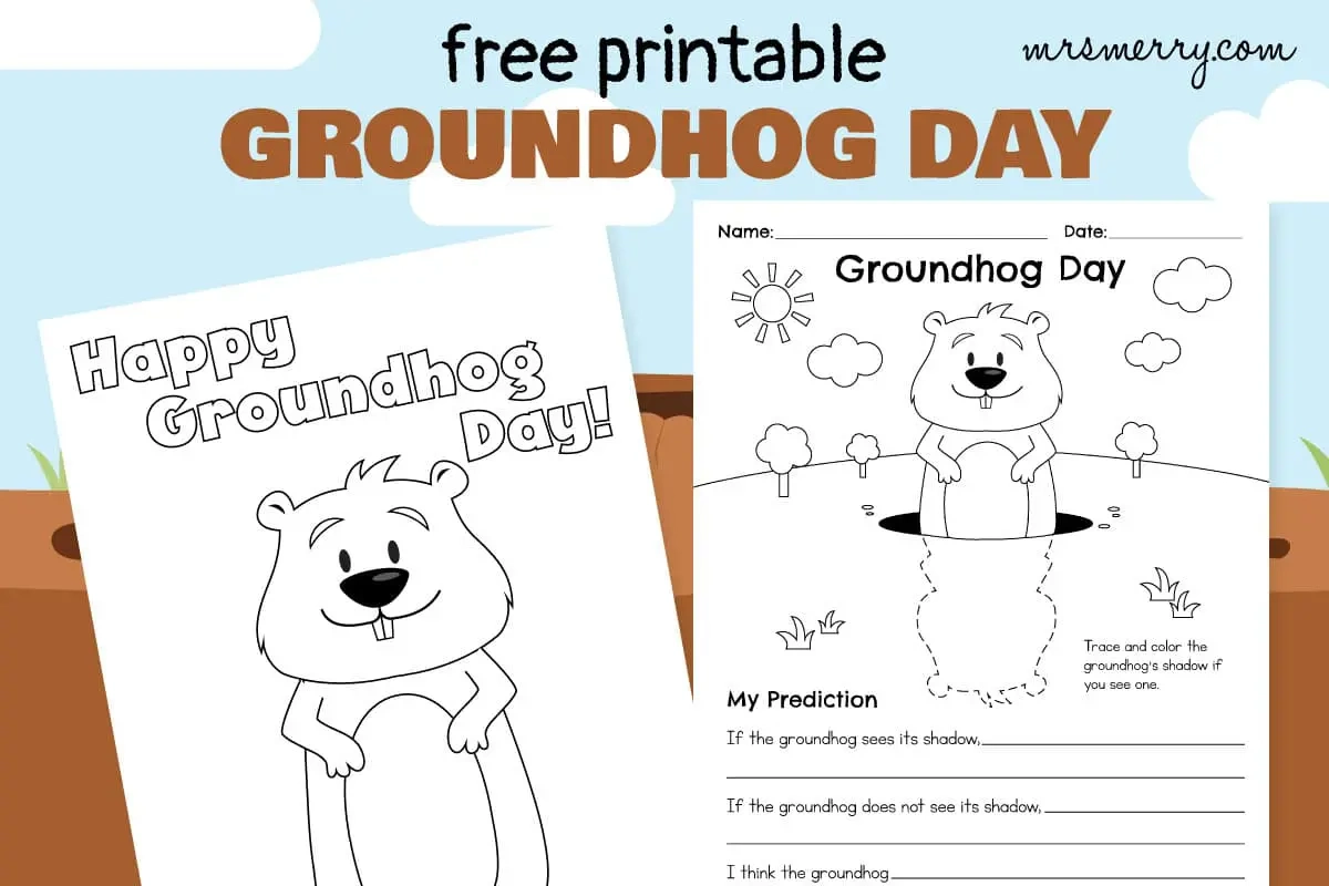 Groundhog Day Free Printable &amp;amp; Coloring Page | Mrs. Merry in Free Printable Groundhog Day Booklet
