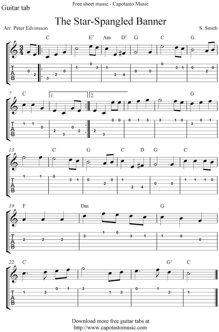 Guitar Tabs, Acoustic Guitar Lessons, Music Guitar with Free Guitar Sheet Music For Popular Songs Printable