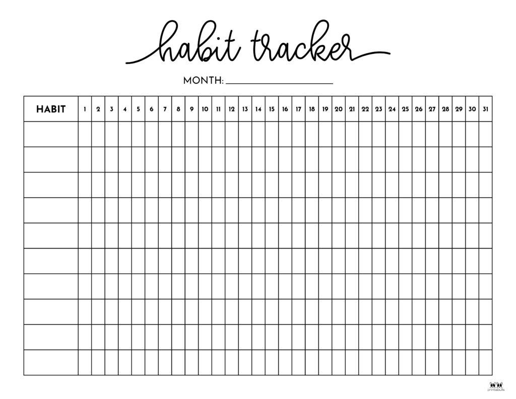 Habit Trackers - 25 Free Printables | Printabulls with regard to Free Printable Habit Tracker