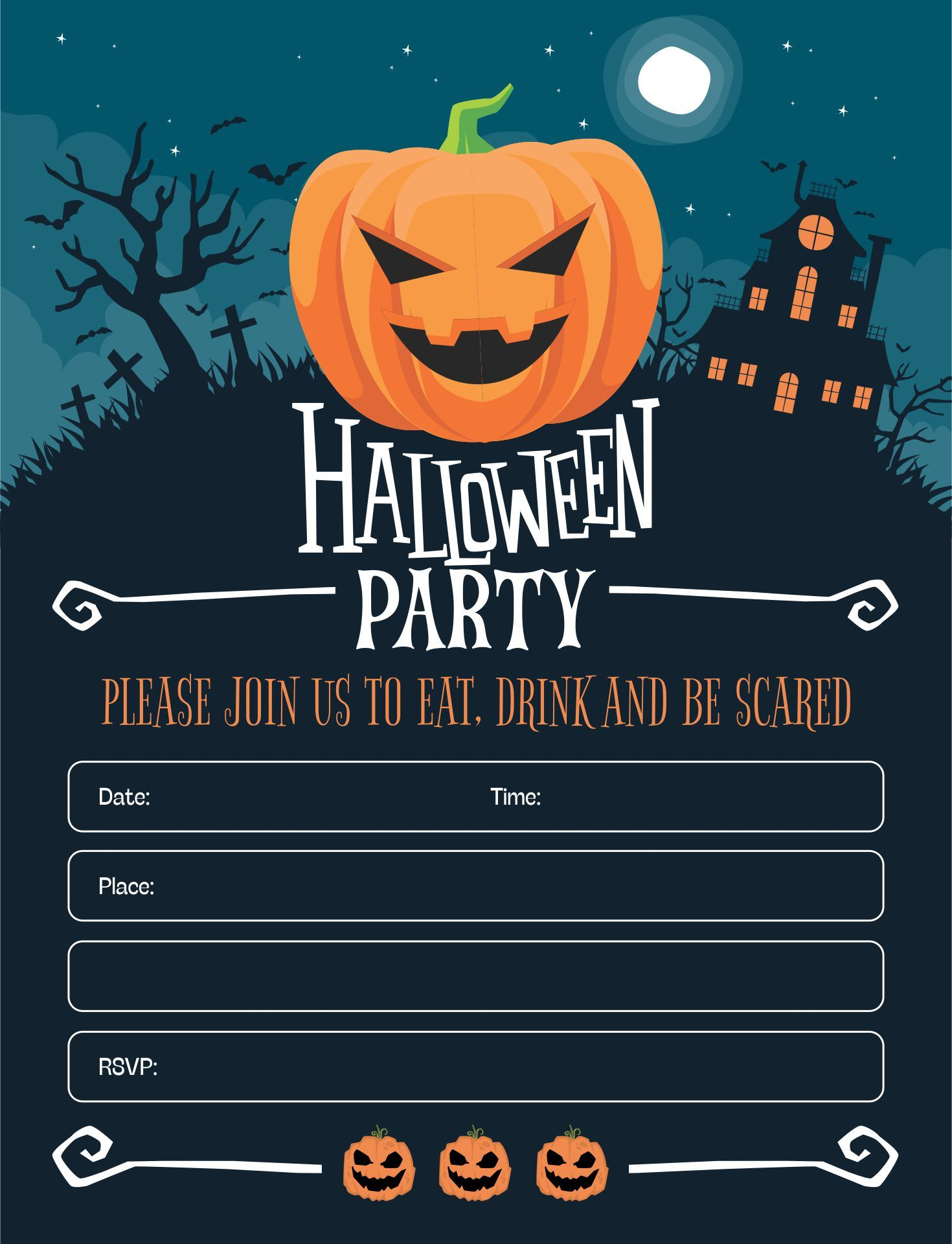 Halloween Birthday Invitations - 15 Free Pdf Pr… | Printable for Free Printable Halloween Birthday Party Invitations