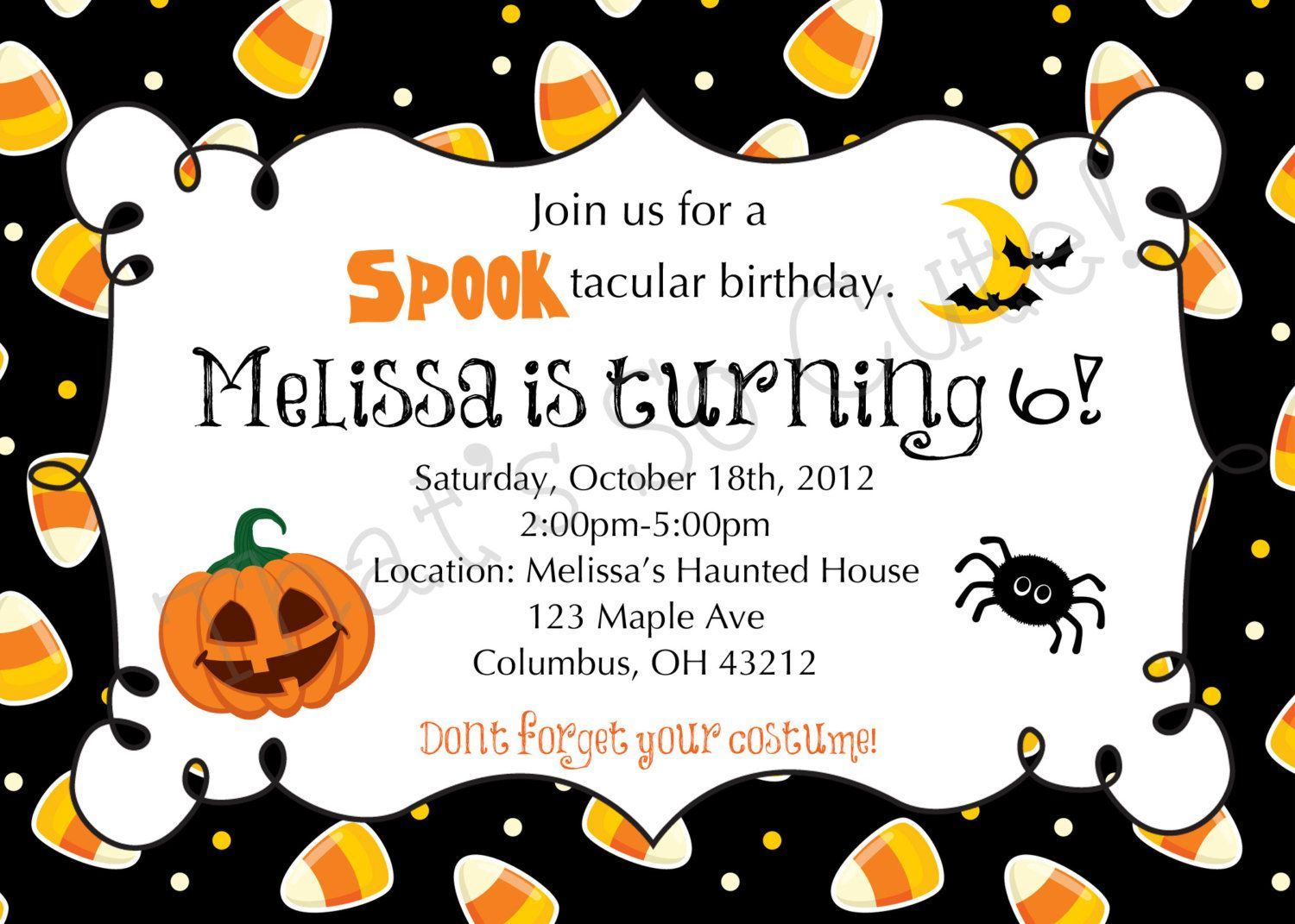 Halloween Birthday Party Invitations intended for Free Printable Halloween Birthday Party Invitations