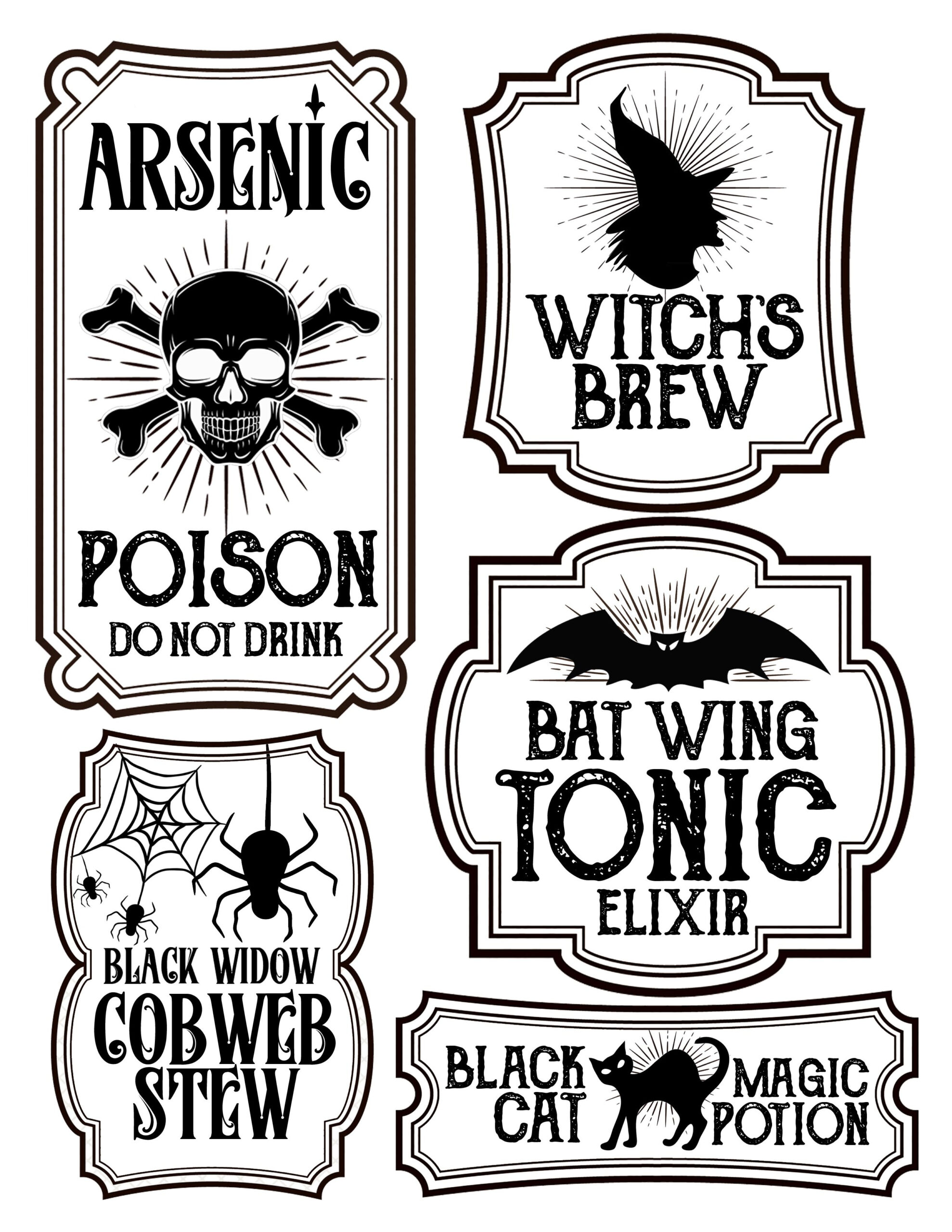 Halloween Bottle Labels - Free Printables throughout Free Printable Halloween Labels