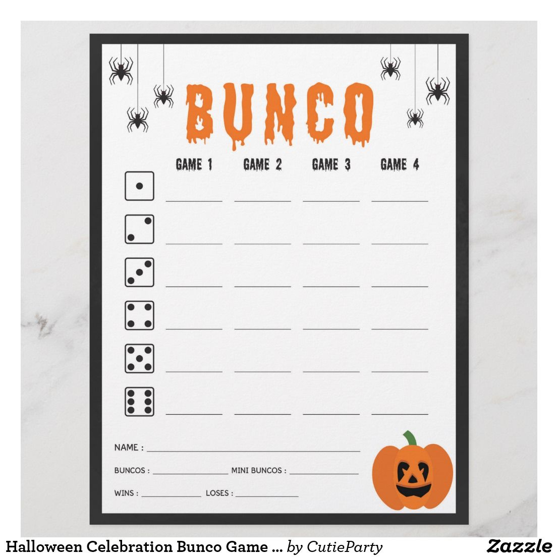 Halloween Celebration Bunco Game Score Card | Zazzle | Bunco Game with Free Printable Halloween Bunco Score Sheets