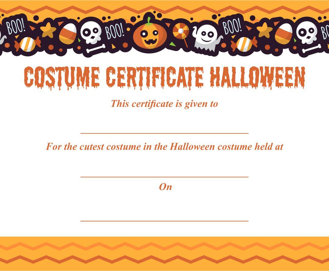 Halloween Costume Certificate Template | Halloween Costume Awards with Free Printable Halloween Award Certificates