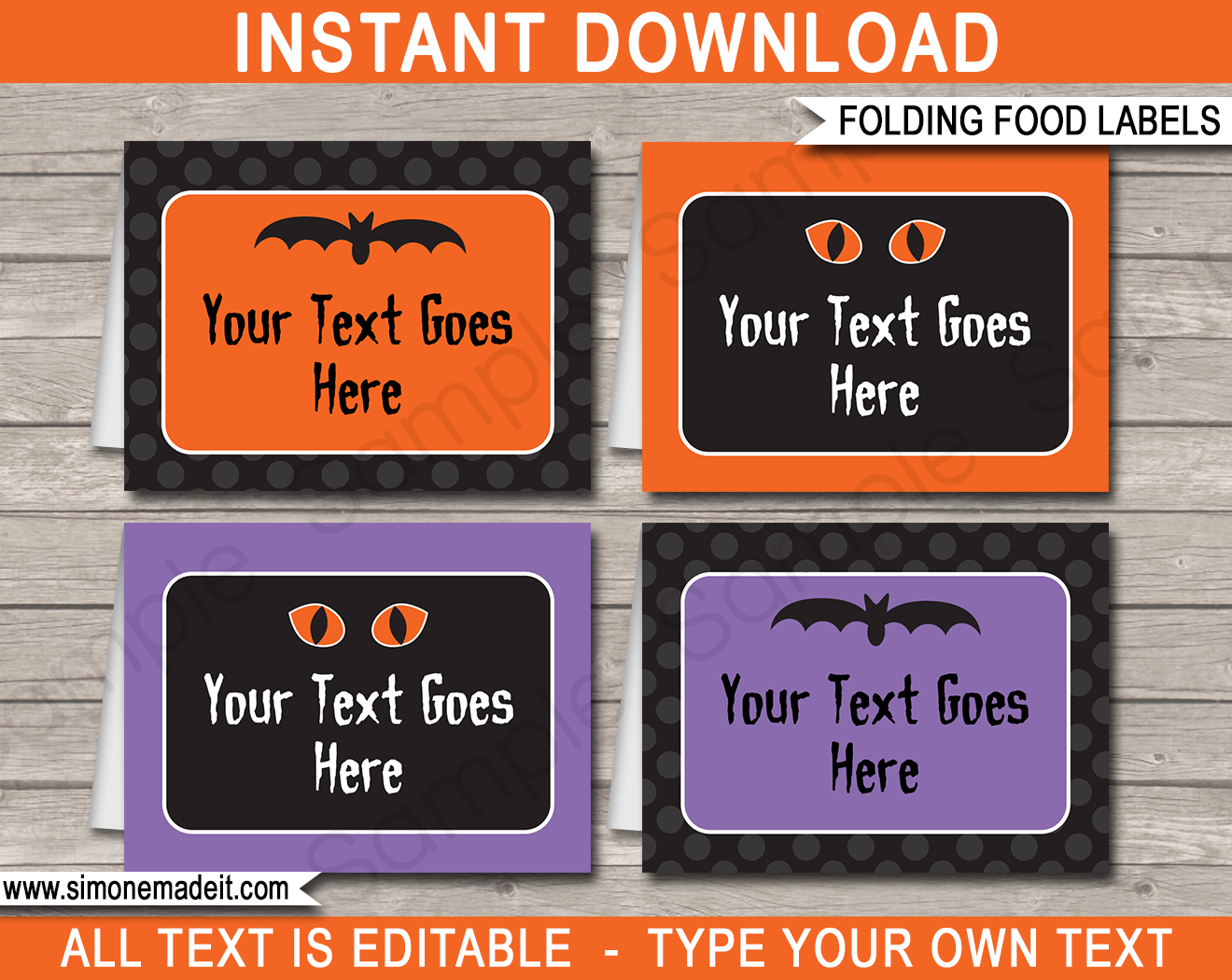 Halloween Food Labels Template within Free Printable Halloween Place Cards