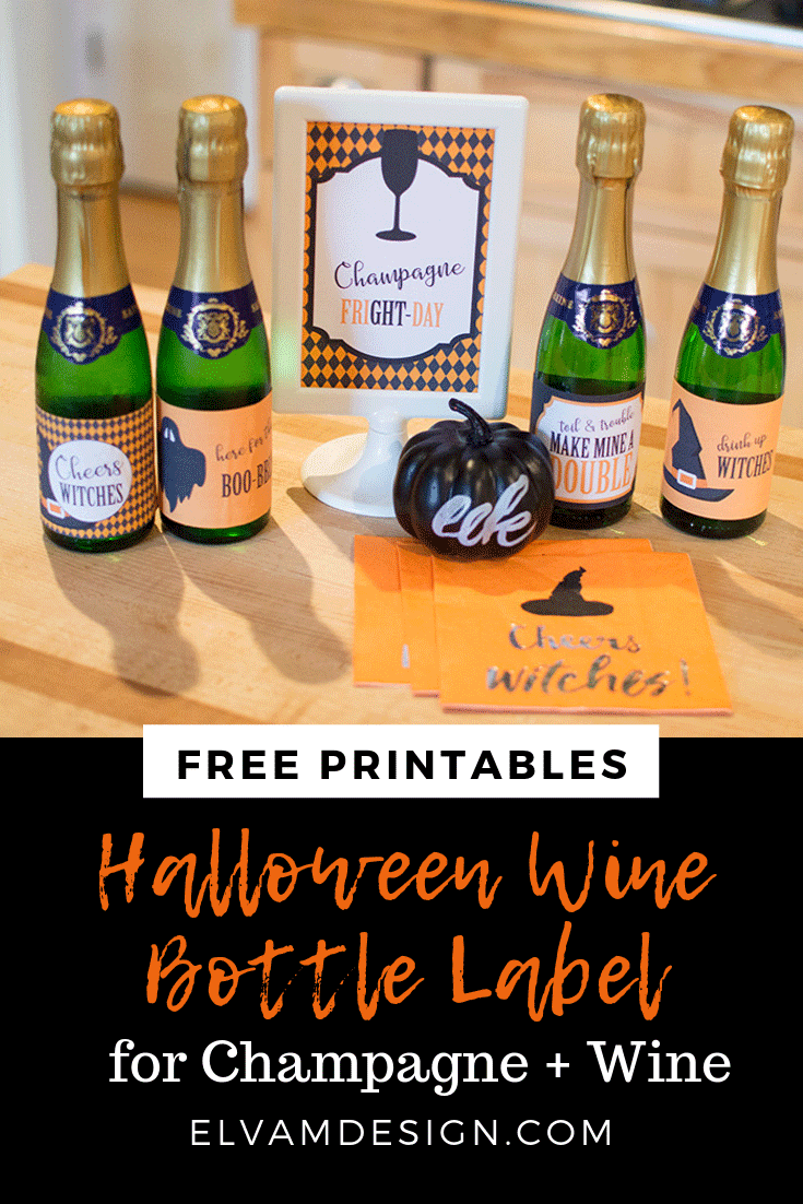 Halloween Mini Wine And Champagne Bottle Labels - Elva M Design Studio regarding Free Printable Mini Champagne Bottle Labels