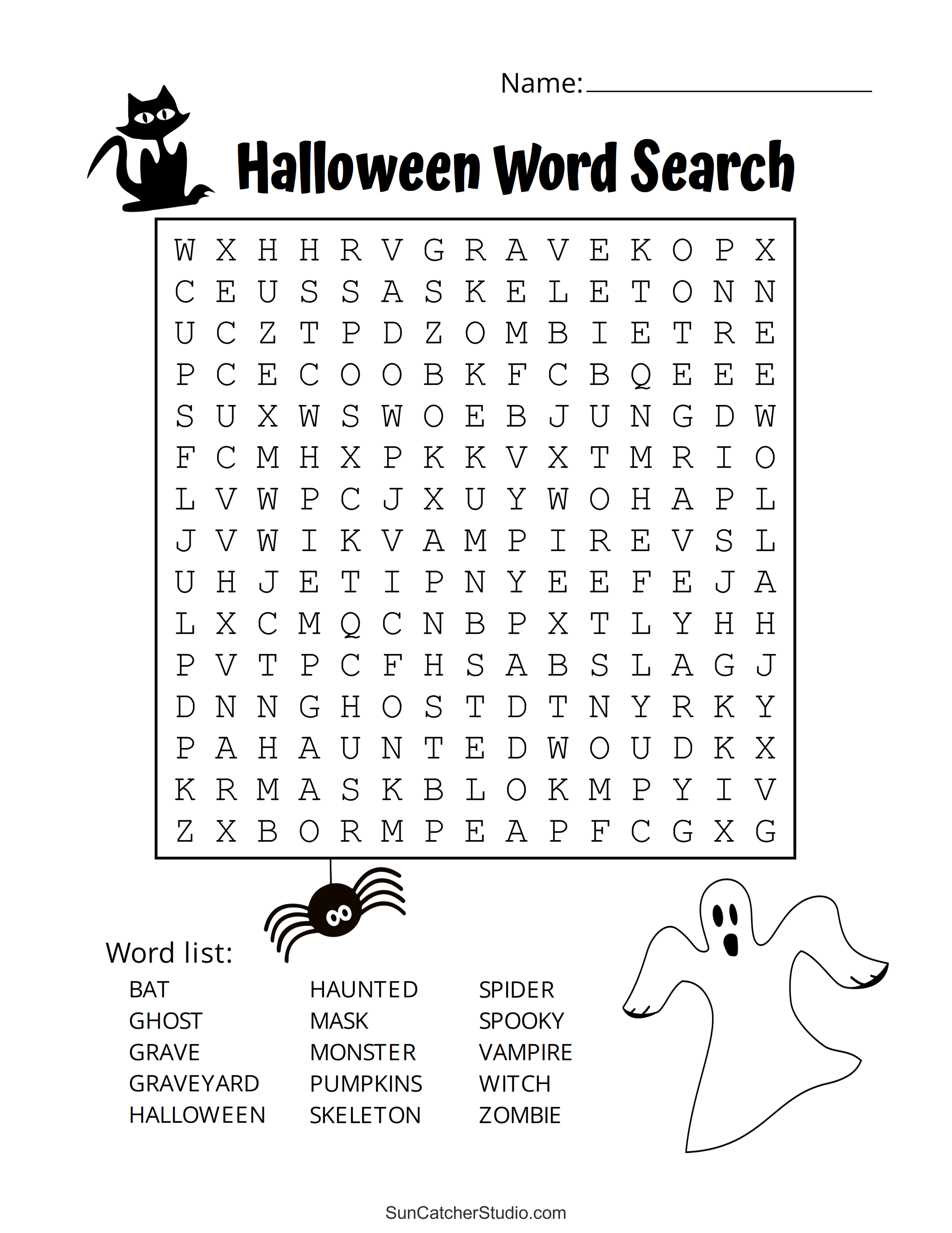 Halloween Word Search (Free Printable Puzzles) – Diy Projects throughout Free Printable Halloween Word Search