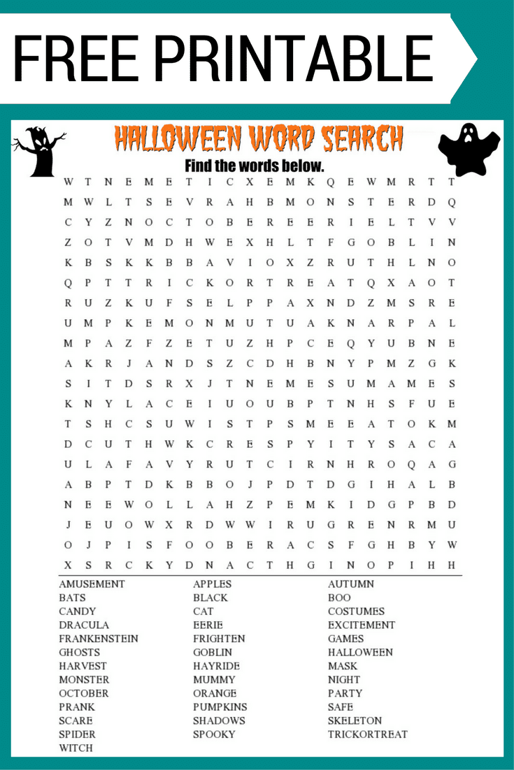 Halloween Word Search Printable (Free Download!) in Free Printable Halloween Word Search