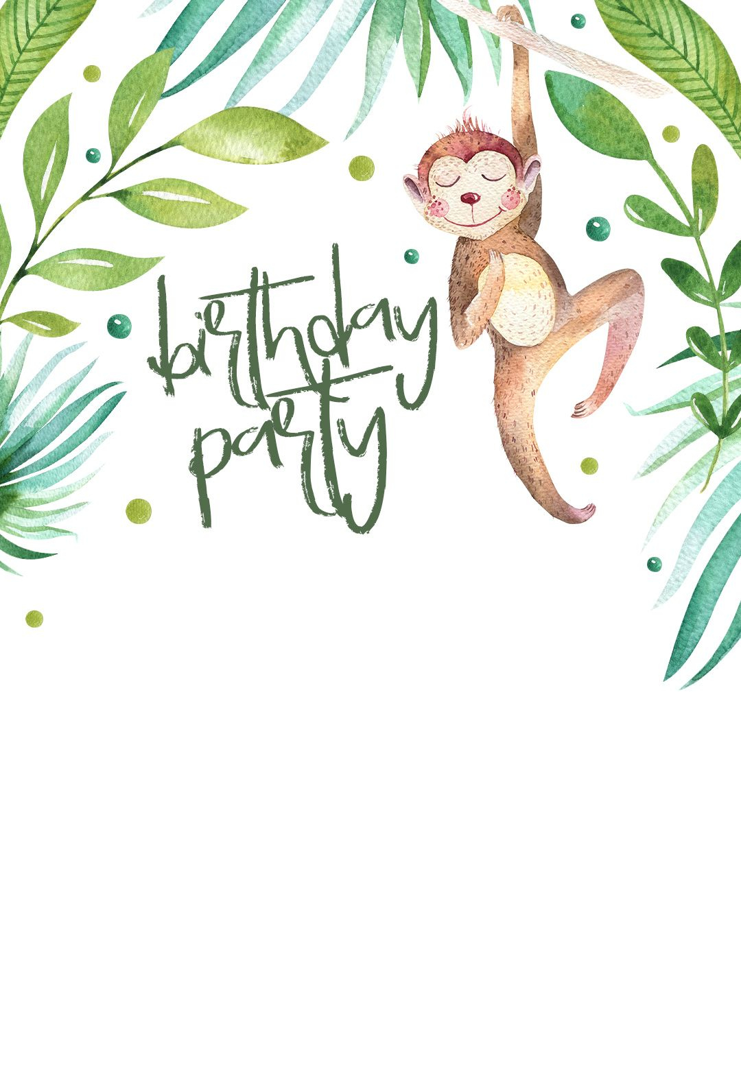 Hanging Monkey - Birthday Invitation Template pertaining to Free Printable Monkey Birthday Party Invitations