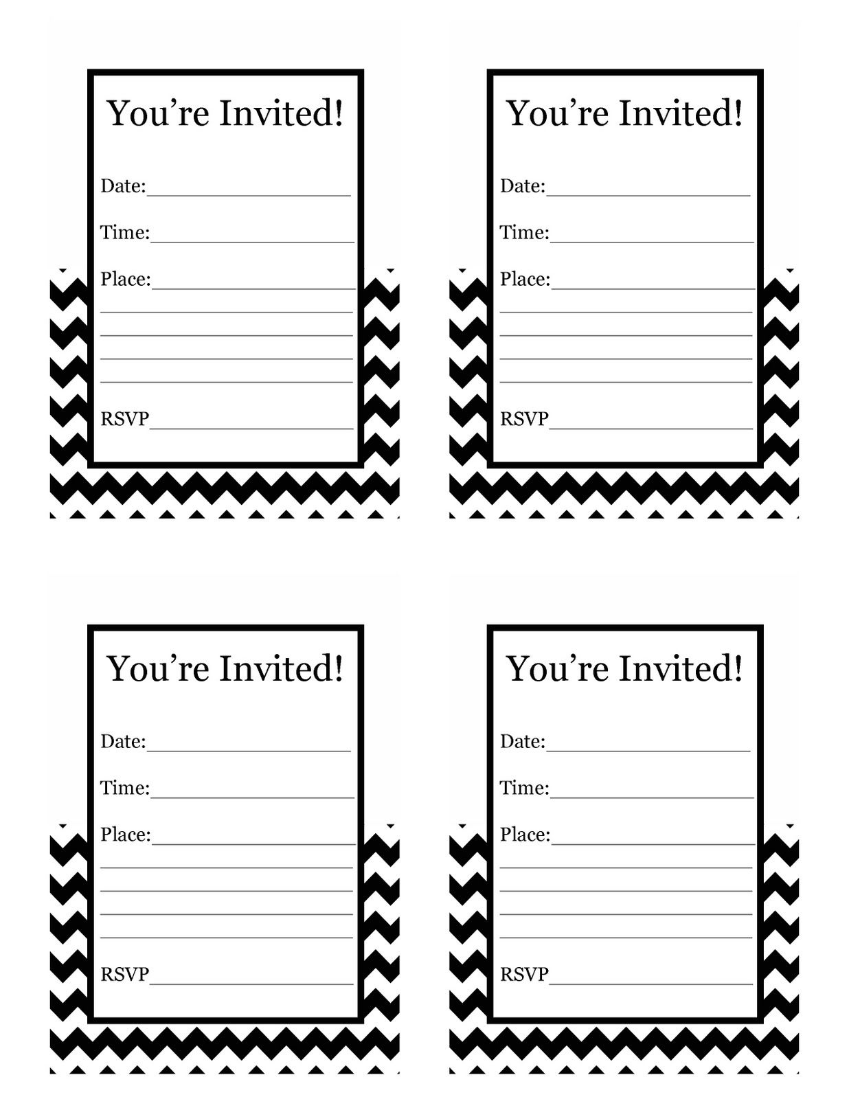 Happy Friday!! Free Printable Chevron Invitation | Free Printable intended for Free Chevron Printable Invitations