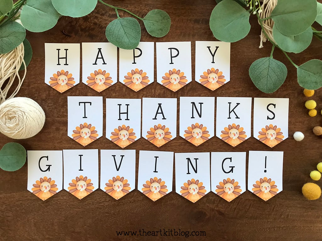 Happy Thanksgiving Banner {Free Printable!} - The Art Kit pertaining to Free Printable Happy Thanksgiving Banner