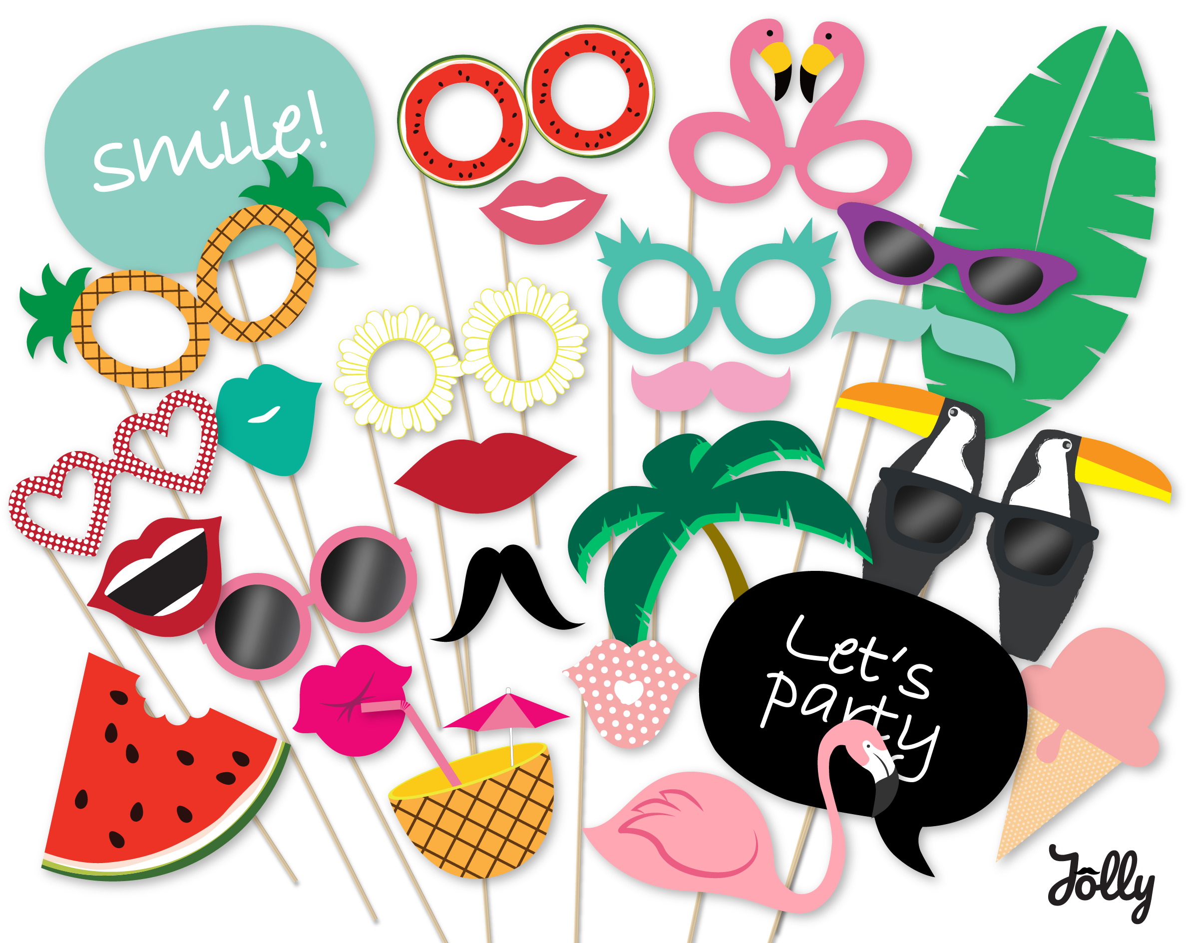 Hawaiian Party Photo Booth Props Summer Party Printables Instant pertaining to Hawaiian Photo Booth Props Printable Free