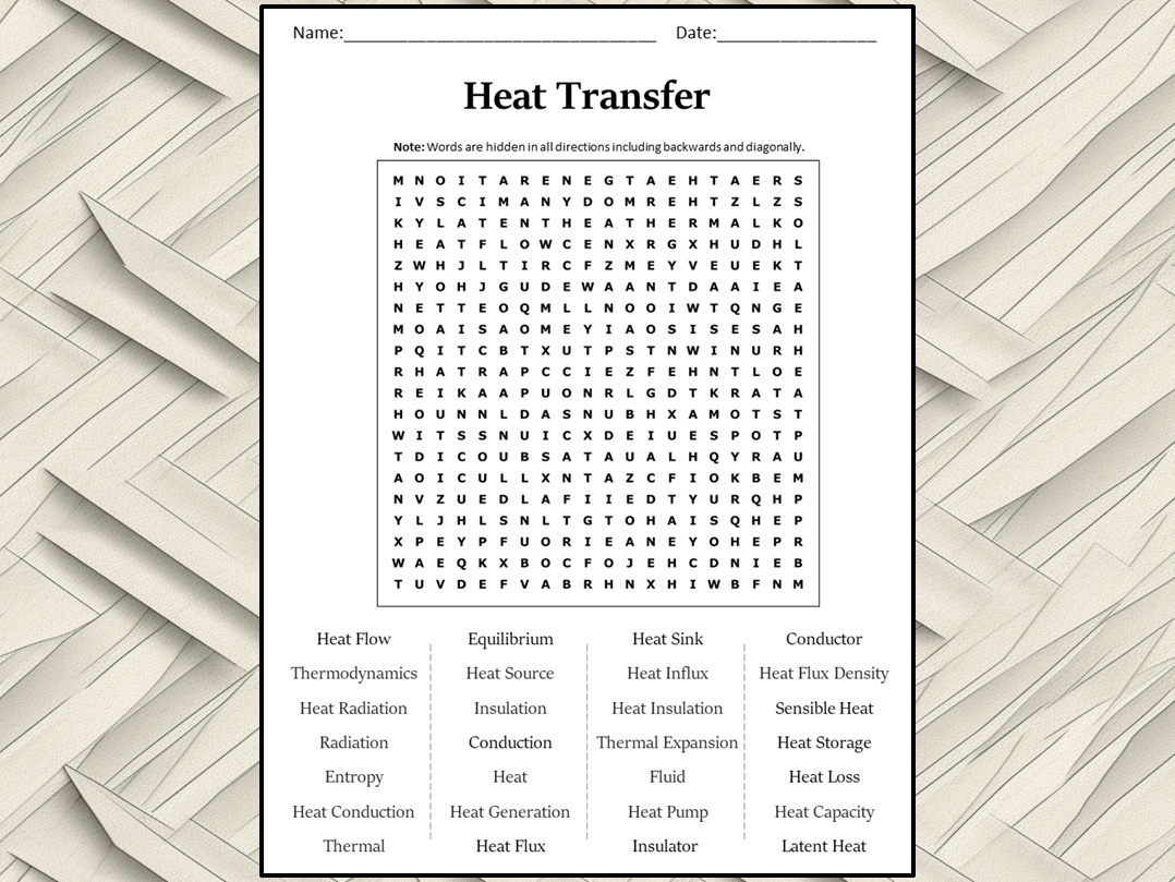 Heat Transfer Word Search Puzzle Worksheet Activity | Teaching within Free Printable Heat Transfer Worksheets