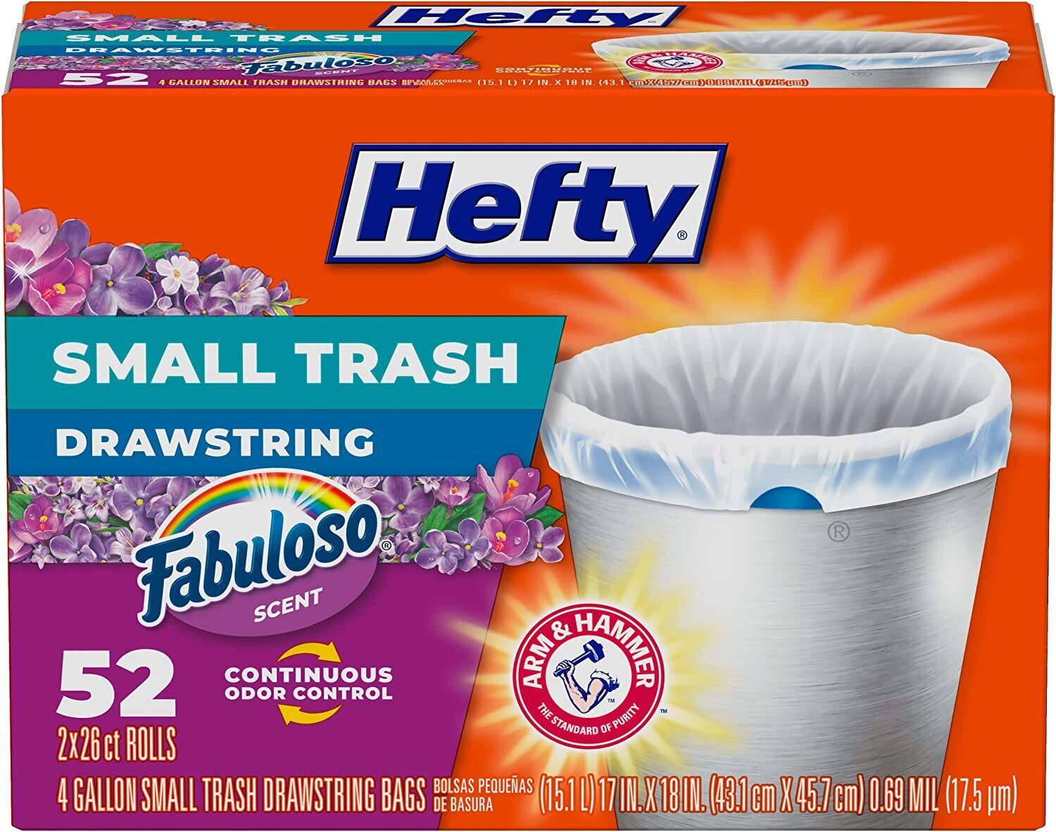 Hefty Small Trash Bags, Fabuloso Scent, 4 Gallon, 52 Count | Ebay with Free Printable Coupons for Trash Bags