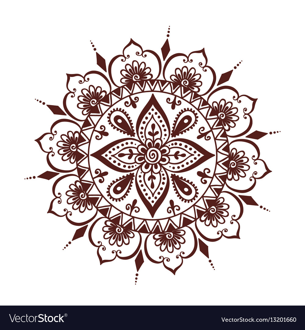 Henna Tattoo Mehndi Flower Template Royalty Free Vector throughout Free Printable Henna Tattoo Designs