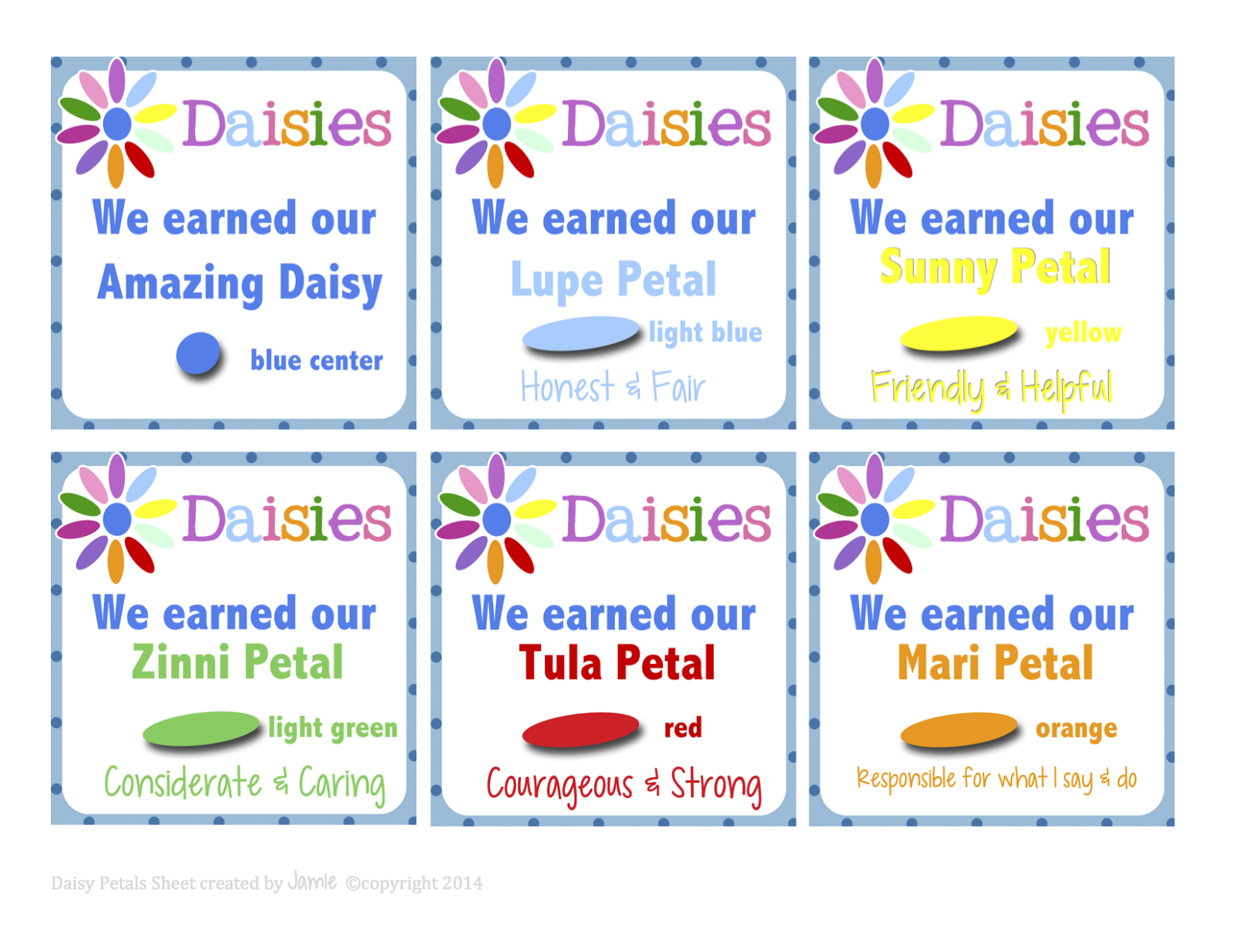 Here Are Daisy Petal Cards (2 Pgs) That Would Be Great To Give To in Free Daisy Girl Scout Printables