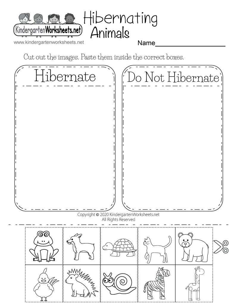 Hibernating Animals Worksheet For Kindergarten within Free Printable Hibernation Worksheets