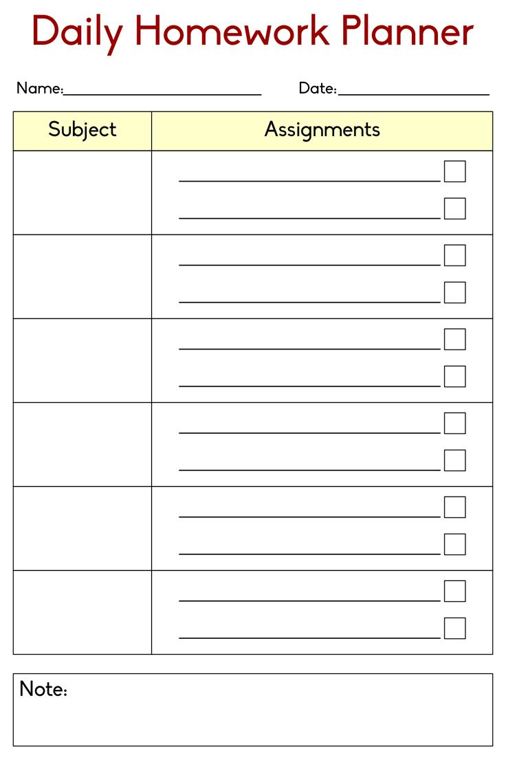 High School Daily Homework Assignment Sheets | Homework Checklist regarding Free Printable Daily Assignment Sheets