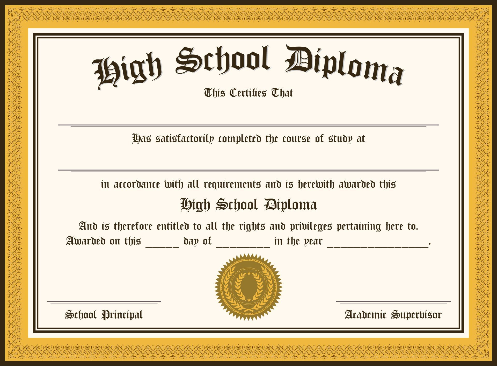 High School Diploma - 6 Free Pdf Printables | Printablee | High intended for Free Printable High School Diploma Templates