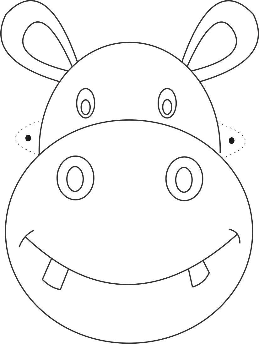 Hippo Mask Printable Coloring Page For Kids: Hippo Mask Printable throughout Free Printable Hippo Mask