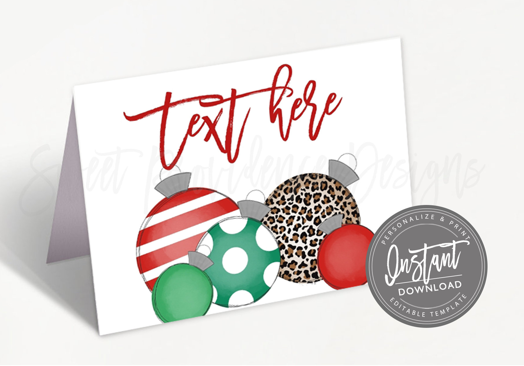 Holiday Ornament Food Tent, Editable Christmas Party Place Cards, Folded Tent Card, Ornament Printable Template, Instant Access inside Free Printable Christmas Tent Cards